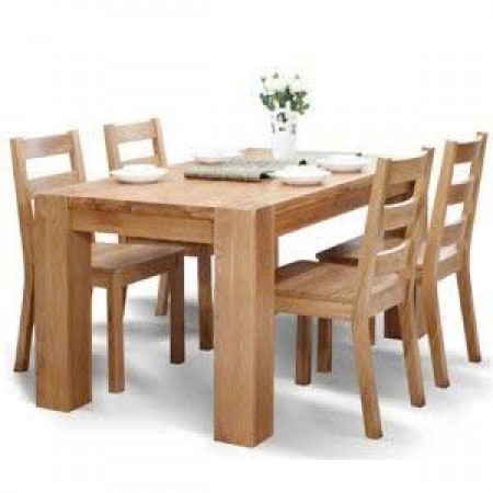 Chunky1m2 : Bàn Ăn Gỗ Sồi 1m2 + 4 Ghế ( 3N - Mặt Ghế Gỗ )